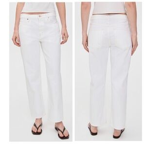 FRAME The Hang Jeans Straight Leg Mid-Rise White Au Natural Clean Size 24